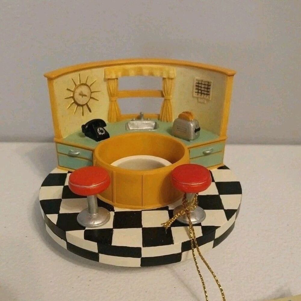 Yankee Candle Retro Kitchen Jar Topper 1950s Diner Checkerboard NEW Kitsch Decor